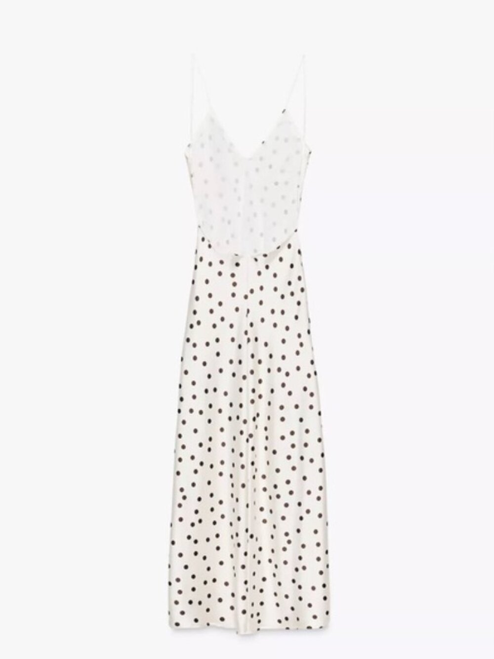 Zara White and Brown Polka Dot Midi Dress - Picture 4 of 4